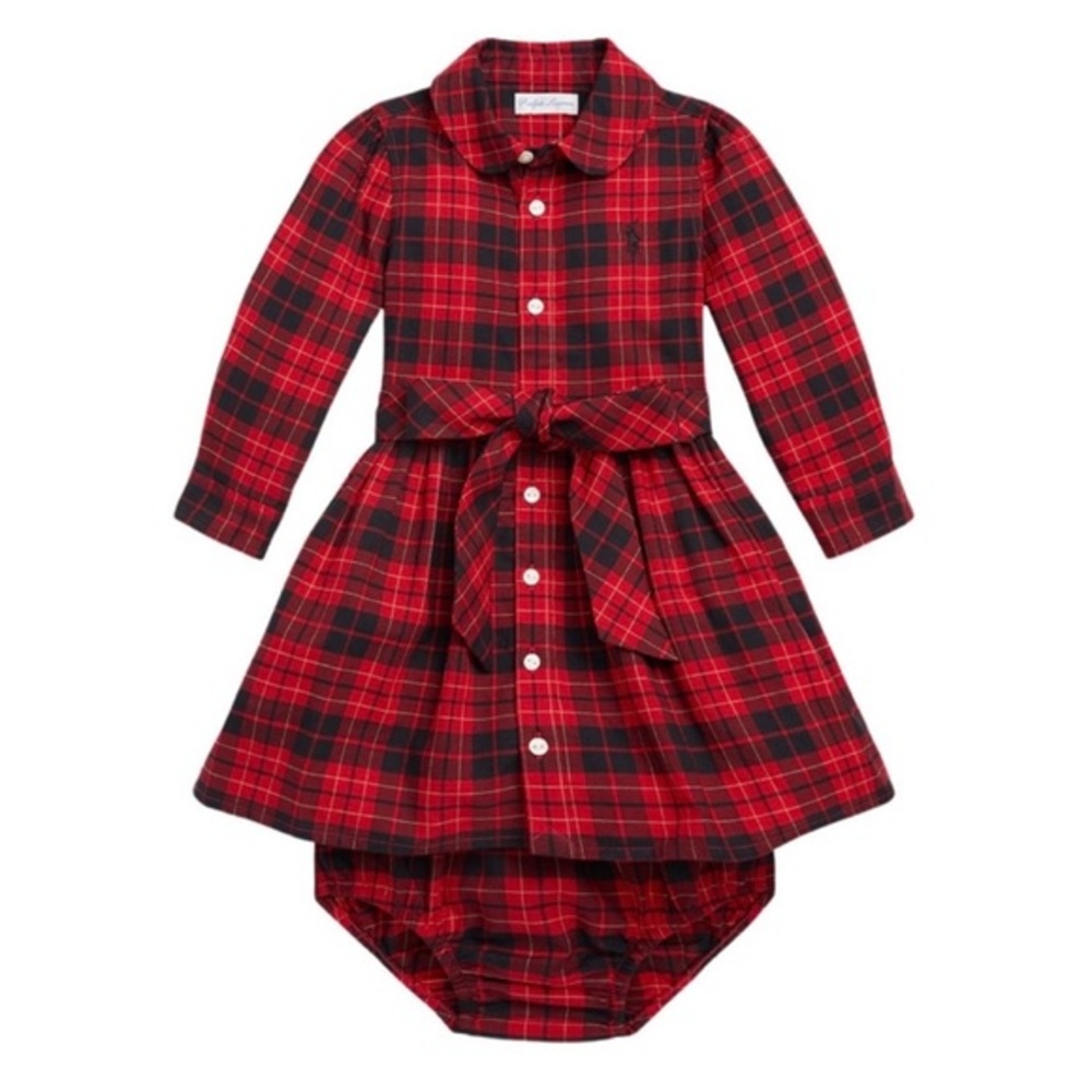 RALPH LAUREN BABY GIRL PLAID SHIRTDRESS